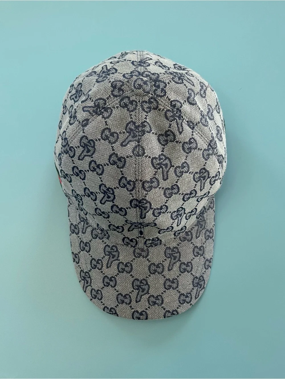 Gucci Grey Monogram Baseball Cap with Navy Logo